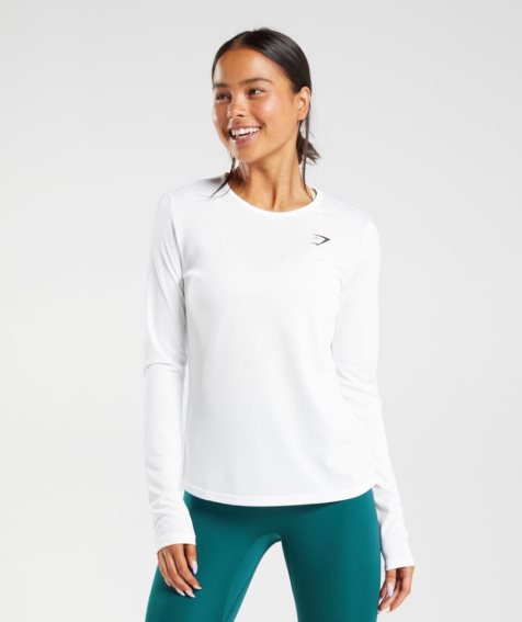 Women's Gymshark Training Long Sleeve Top T-Shirts White | NZ 6LZWGN